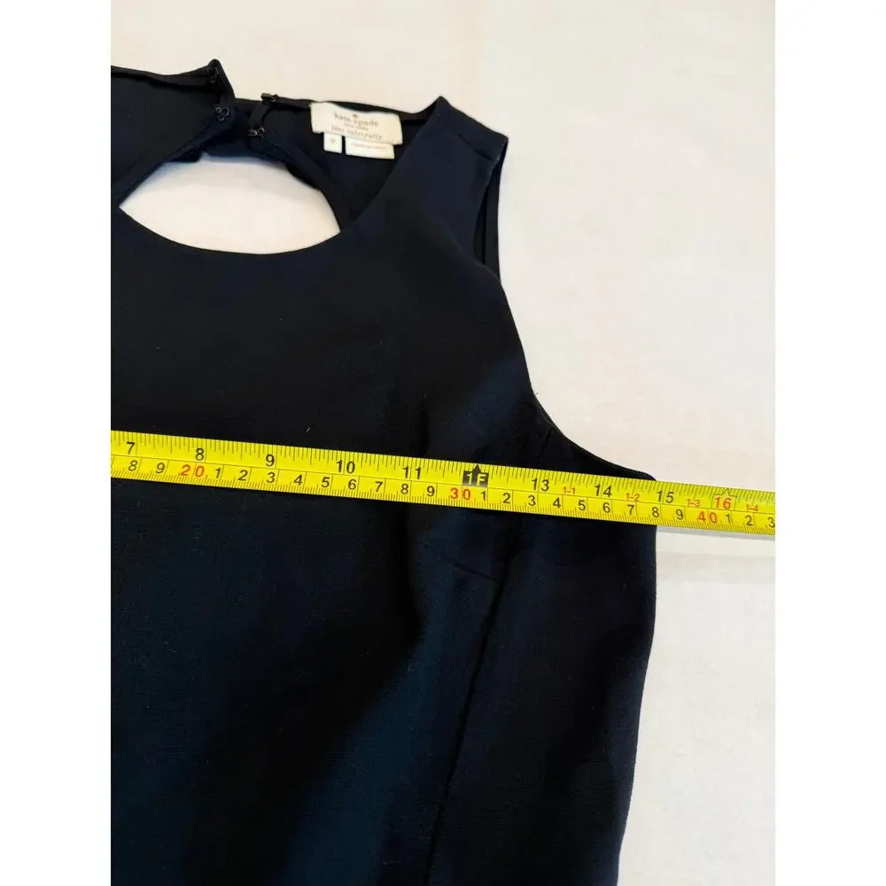 Kate Spade 2 Pc Set Peplum Bow Back Top Ivory Trim Pencil Skirt Size 2 Black